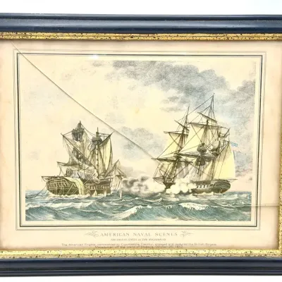 American Naval Scenes 1812 American Frigate & British Frigate Macedonian Off Madeira Island