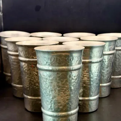 (10) Hammered Metal Cups 