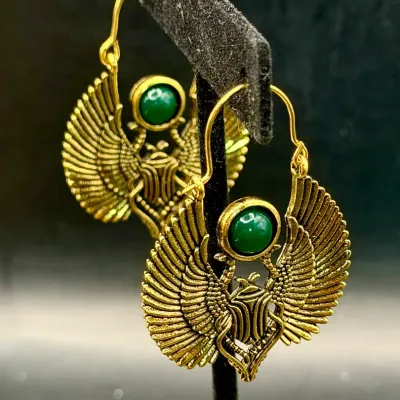 Gold Tone Scarab Earrings 