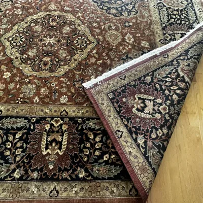 Sale Photo Thumbnail #12: Hand Knotted Wool Rug Rust Red Medallion 10x14