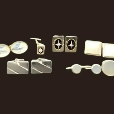 Pair of Sterling Silver Swank Cufflinks & Other Men's Jewelry 