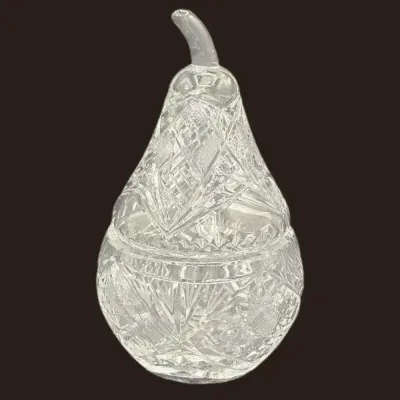 Vintage Cut Glass Pear Covered Dish