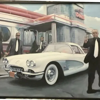 "Reservoir Vettes" Oil On Canvas Original By Ken Orton 2005 32x44 in.