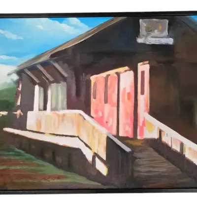 Arkville Station Original Artist Sketch By Ken Orton 27x35 in.