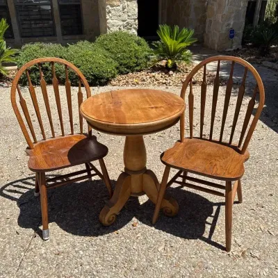 Wooden Bistro Set:  Table and 2 Chairs