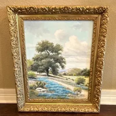  Texas Hill Country Landscape Painting by Artist E. Bushell