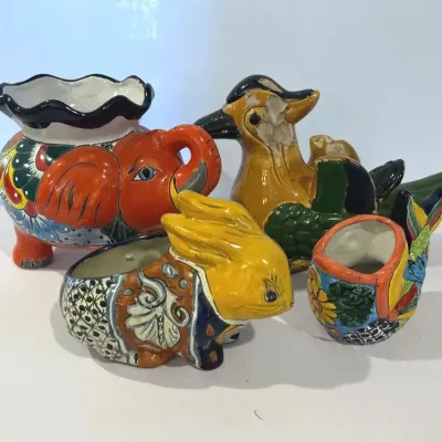 Mexican Talavera Ceramic Animal Planters 