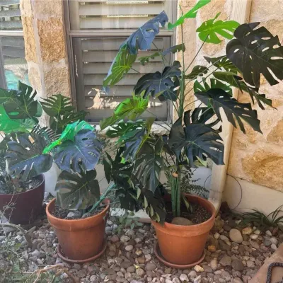 Large Patio Pots With Artificial Plants - Set Of 3