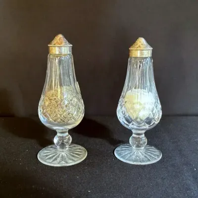 Vintage Crystal Lismore Footed Salt and Pepper Shaker Set