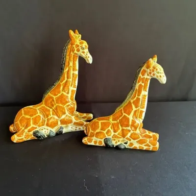 Vintage Italian Handcrafted Resting Giraffe Figurines