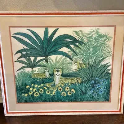 Vintage 1973 Lithograph Titled "The Leopards" By Artist Ida Pellei