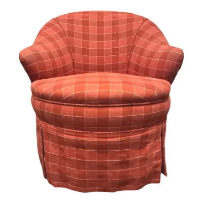 Rust Upholstered Barrel Back Swivel Accent Chair