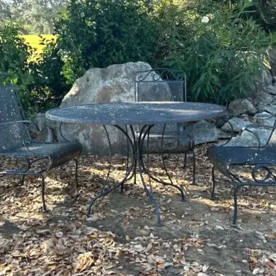 Vintage Wrought Iron Patio Dining Set