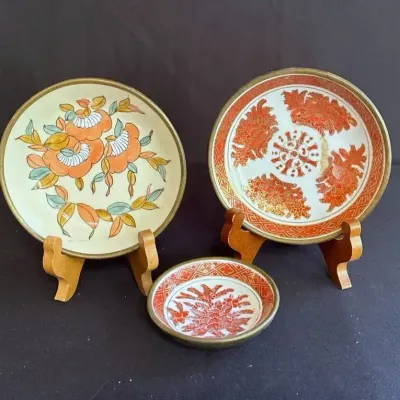 Vintage Japanese porcelain  & pewter bowls