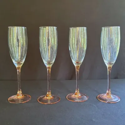 Vintage Luminarc France Champagne Flutes Set Of 4