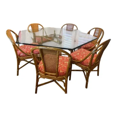 Vintage Rattan And Cane Dining Set