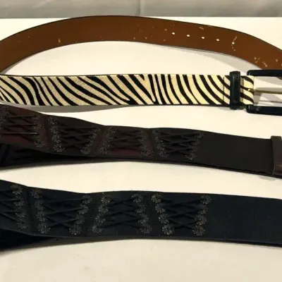 3 Lauren Ralph Lauren Leather Belts – Zebra Haircalf & Western Concho Wide Belts