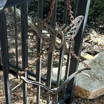 Rustic Handcrafted Metal Butterfly Garden Windchime Bell