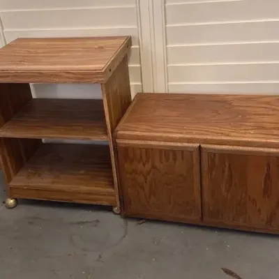 Wooden Rolling Storage Carts Contents Not Included