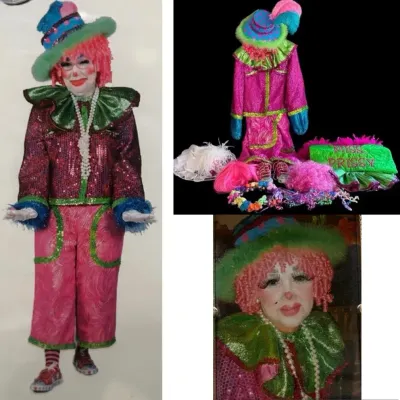 Clown Costume With Sneakers, Hats, And Fun Accessories