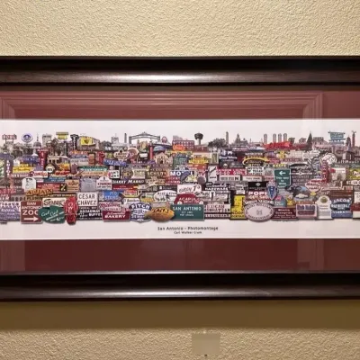 Framed “San Antonio – Photomontage” by Carl Walker Crum