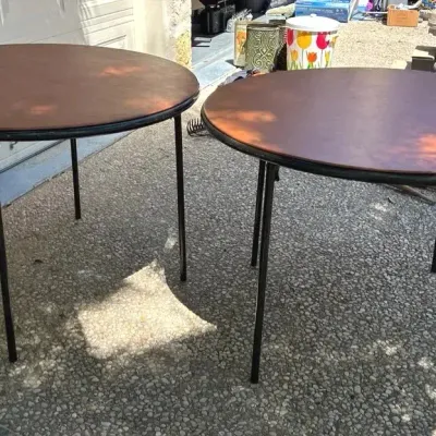 Vintage Cosco Round Folding Card Tables - Pair Of 2