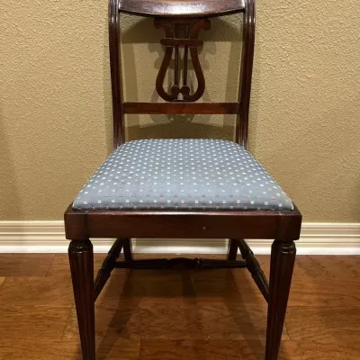 Vintage Lyre-Back Regency Style Upholstered Accent Chair 