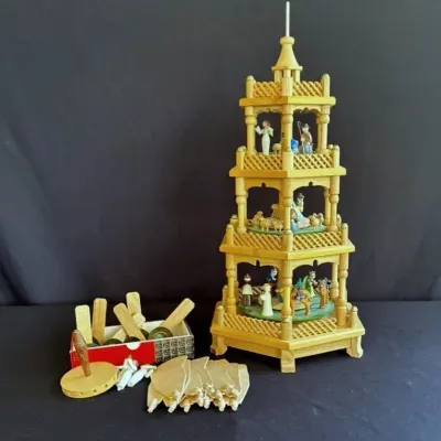 Handcrafted Wooden Multi-Tier Christmas Pyramid/Carousel Erzgebirge Style 