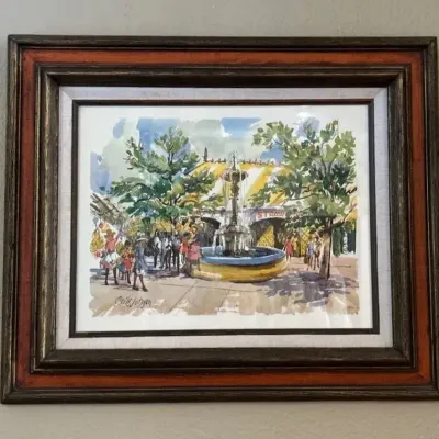 Vintage Watercolor Print The Straw Market, Kingston By Artist Cecile Ryden Johnson