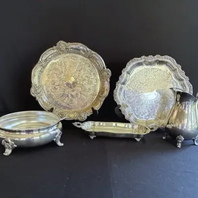 EPCA By Poole, Countless Silver-Plated Serving Trays & Pitcher 