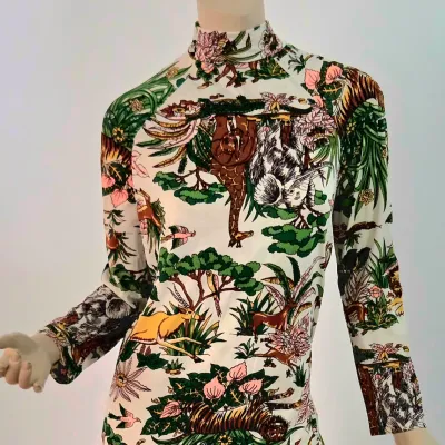 Vtg 60-70s Jungle Book/Animal printed Maxi dress
