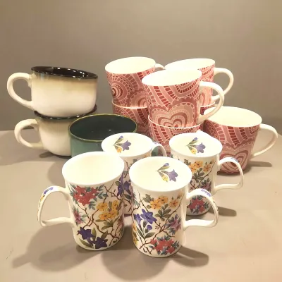 Sango Soup, Starbucks, Alpine Chintz Mugs & Cups, 14 Pieces 