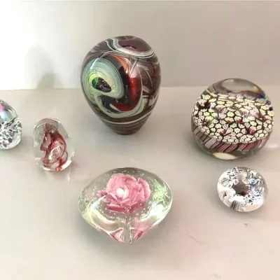 Glass Paperweights, 6 Pieces