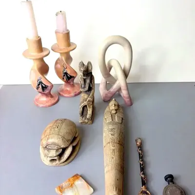 Egyptian Stone Replica Miniatures & Altar Pieces, 9 Pieces
