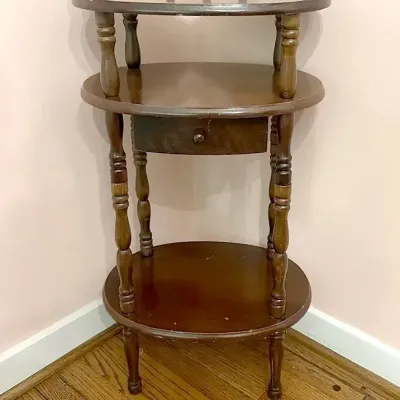 MidCentury Wood What-Not or Telephone Table, Lightweight | Excellent Condition 
