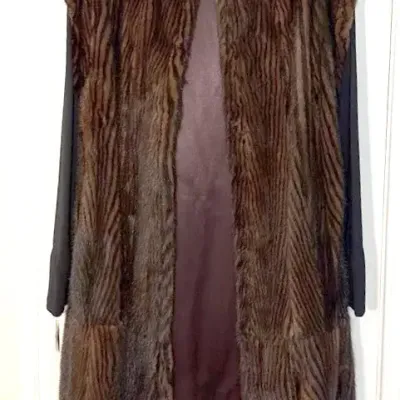 Neiman Marcus Mink Tunic, Monogrammed Size S-M with Zip-on Sleeves