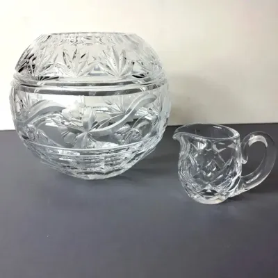 Paşabahçe Turkish Cut Crystal Vase & Waterford Creamer