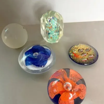 Glass Paperweights, 5 Pieces 