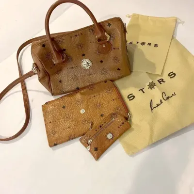 MC Stars by Lucas Connor Leather Handbag with Matching Wallet and Coin Purse