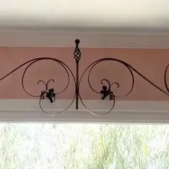 12 Ft Scroll Wrought-Iron Window Grille Accent or Over-door Topper, Vintage 