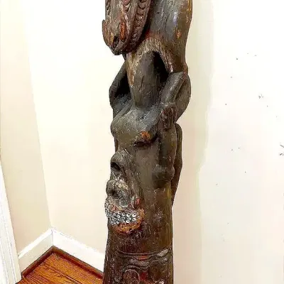 Antique Primitive African Tribal Art, Wood Carved Figure, Freestanding