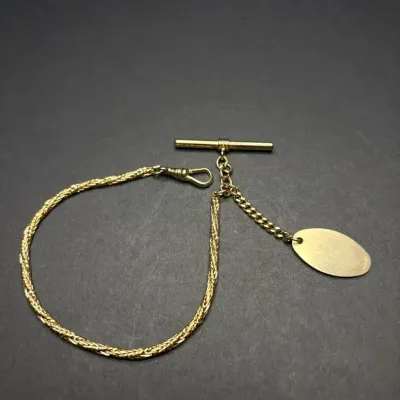 Antique Hadley Rolled Gold Plate (RGP) Men’s Pocket Watch Chain 15.67g 10”L | Excellent Condition 