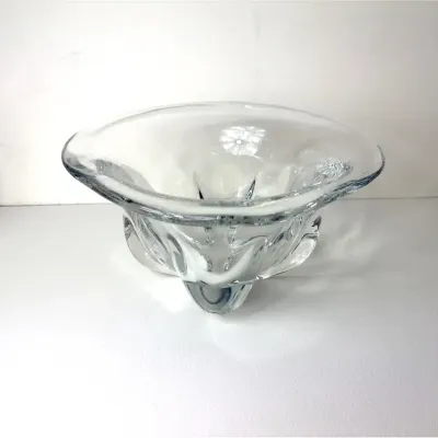 Mid-Century Modern Orrefors Crystal Art Glass Bowl, Sweden | Heavy To Ship