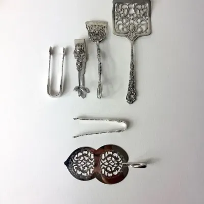 Sterling Silver and 800 Silver Vintage Serving Flatware, 6 Pieces Total