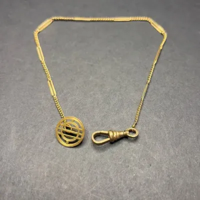 12K Gold-filled Antique Pocket Watch Gold Chain 3g, 9.5”L 