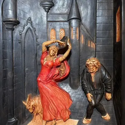 “Hunchback of Notre Dame”, Polychrome Bas-Relief Plaque  | Thick and Heavy
