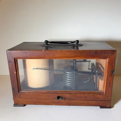 Antique R Euess German Aneroid Barograph with Key, Not Tested