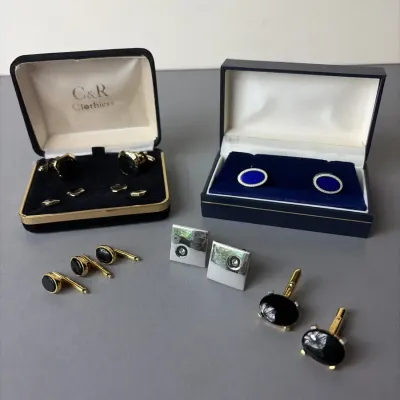Vintage Christian Dior, Swank, C&R Clothiers Set, Buttons Cufflinks