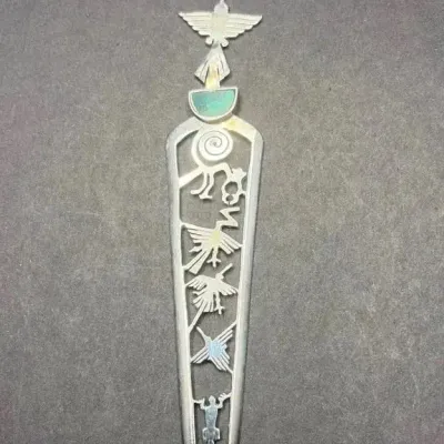 Native American 925 Silver Overlaid Letter Opener, 13.46g