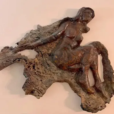 Burl Wood Wall Relief Sculpture, Woman’s Figure,  Mid to Late 20th C| Heavy